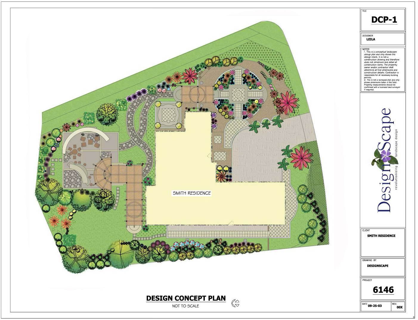 Complete color Designscape landscape concept plan